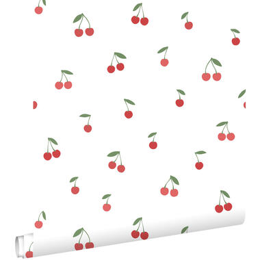 ESTAhome behangpapier - kersen - wit en rood - 50 x 900 cm - 131652 product