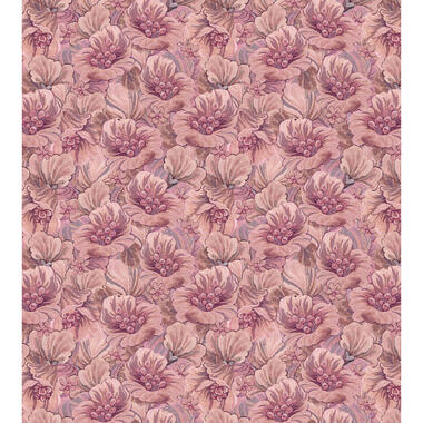 ESTAhome papier peint panoramique - motif floral brodé - violet et rose product