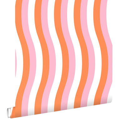 ESTAhome papier peint - rayures ondulées - orange et rose - 50 x 900 cm product