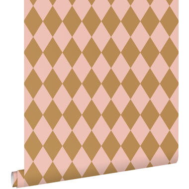 ESTAhome papier peint - à carreaux - marron et rose - 50 x 900 cm product