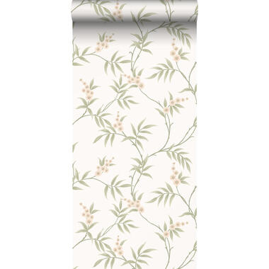 Borastapeter behangpapier - bladeren en bloemen - groen en wit product