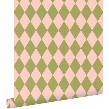 ESTAhome papier peint - à carreaux - vert et rose - 50 x 900 cm product