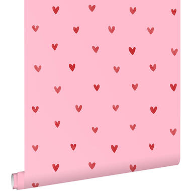 ESTAhome behangpapier - hartjes - roze en rood - 50 x 900 cm - 131628 product