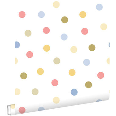 ESTAhome papier peint - à motif de points - bleu, rose, vert et jaune product