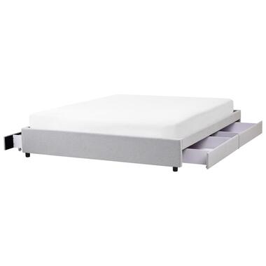 PRADES - Bed met opbergruimte - Lichtgrijs - 180 x 200 cm - Polyester product
