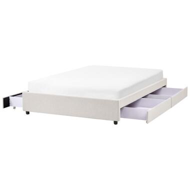 PRADES - Bed met opbergruimte - Lichtbeige - 140 x 200 cm - Polyester product