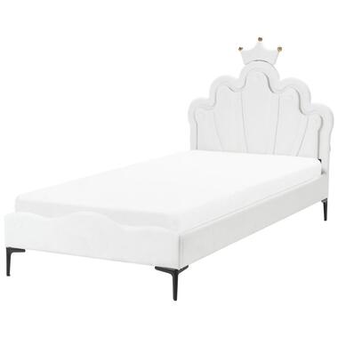 RUBIAN - Bed met LED - Wit - 90 x 200 cm - Fluweel product