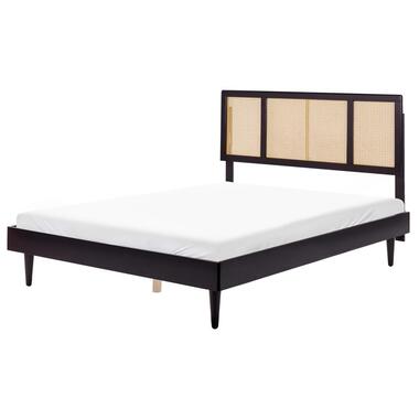 AURAY - Tweepersoonsbed - Zwart - 160 x 200 cm - Rubberhout product