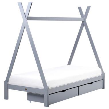 DEVAY - Kinderbed met opbergruimte - Grijs - 90 x 200 cm - Grenenhout product
