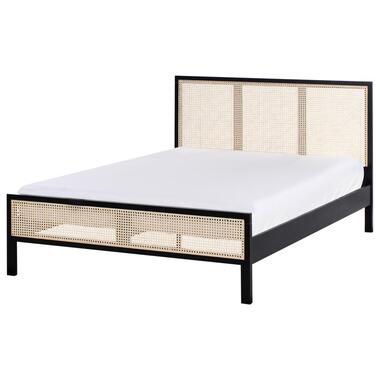 SALERNAS - Tweepersoonsbed - Zwart - 140 x 200 cm - Dennenhout product