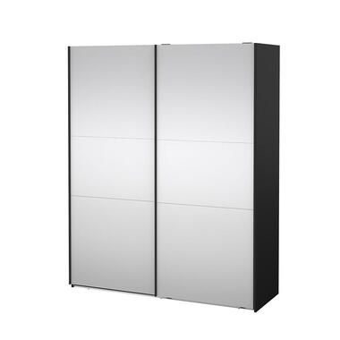 Hioshop Como schuifdeurkast 2 deuren met spiegel 180x220cm mat zwart product