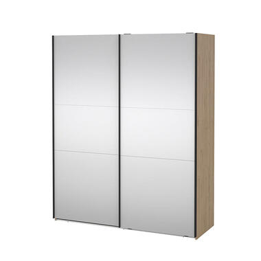 Hioshop Como schuifdeurkast 2 deuren met spiegel 180x220cm eikdecor product