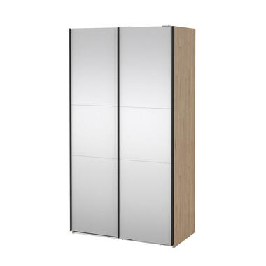 Hioshop Como armoire coulissante 2 portes avec miroir 120x220cm chêne décor product