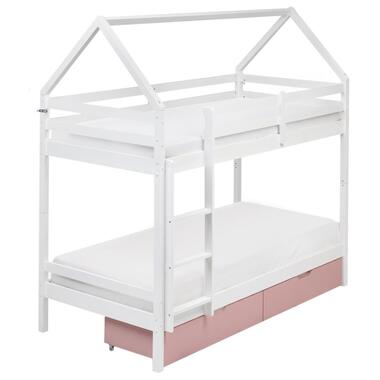 TERNAS - Hoogslaper opberglades - Wit/Roze - 90 x 200 cm - Dennenhout product