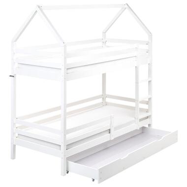 GIRGOLS - Stapelbed met opbergruimte - Wit - 90 x 200 cm - Dennenhout product