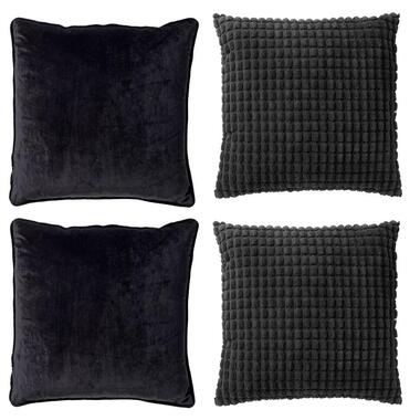KUSSENSET - 4-delig - 45x45 cm - Raven - zwart product
