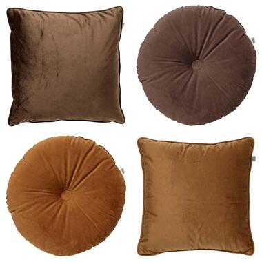 KUSSENSET - 4-delig - 45x45 cm en Ø40 cm - bruin product