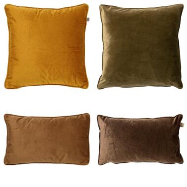 KUSSENSET - 4-delig - 45x45 cm en 30x50 cm - geel, groen, bruin product