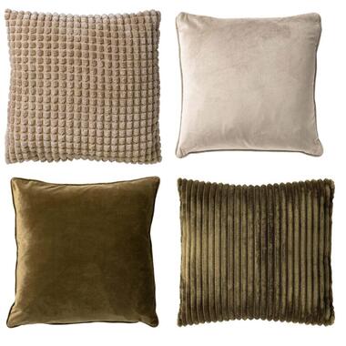 LOT DE 4 COUSSINS - 45x45 cm - Vert, beige product