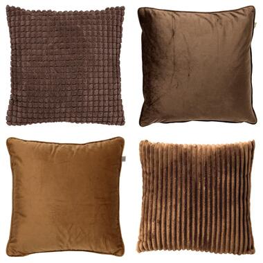 LOT DE 4 COUSSINS - 45x45 cm - Marron product