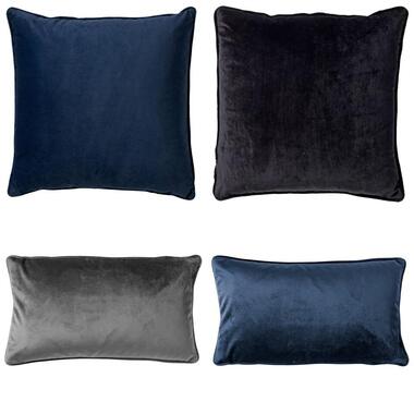 LOT DE 4 COUSSINS - 45x45 cm - Bleu, noir, gris product