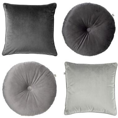 LOT DE 4 COUSSINS - 45x45 cm et Ø40 cm - Anthracite, Gris product