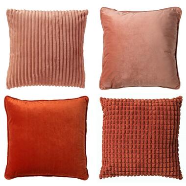 LOT DE 4 COUSSINS - 45x45 cm - Orange, rose product