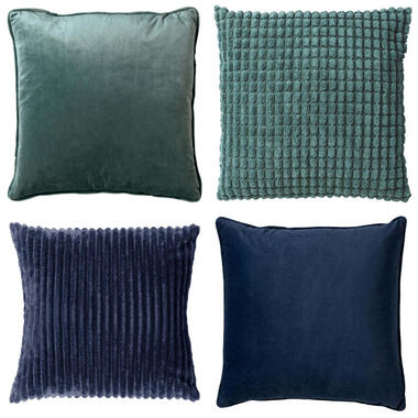 LOT DE 4 COUSSINS - 45x45 cm - Vert, bleu product