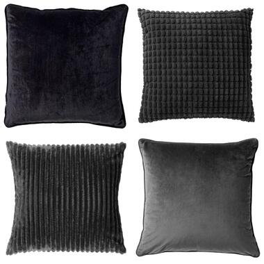KUSSENSET - 4-delig - 45x45 cm - zwart, antraciet product