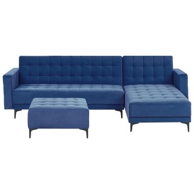 Canapé-lit d'angle modulable 4 places ABERDEEN Velours Bleu Côté gauche product