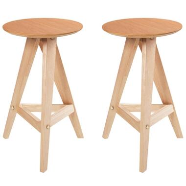 AROMA - Barkruk set van 2 - Lichtbruin - Rubberhout product