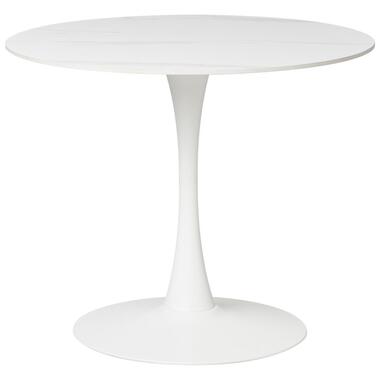 BOCA - Ronde eettafel - Wit marmer - 90 cm - Gesinterde steen product
