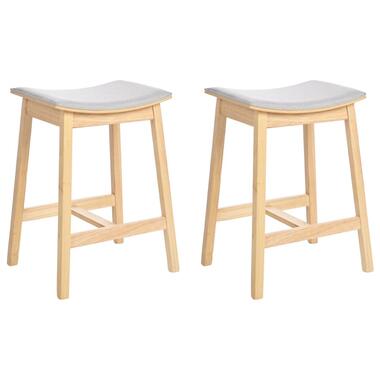 DIXON - Barkruk set van 2 - Lichtgrijs - Rubberhout product