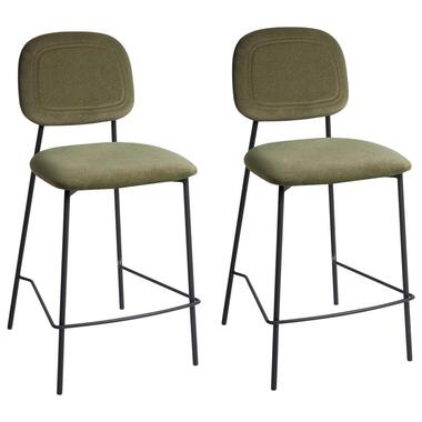 DUETTE - Barkruk set van 2 - Olijfgroen - Fluweel product