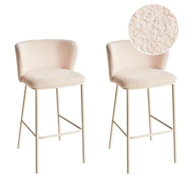 MINA II - Barkruk set van 2 - Lichtbeige - Bouclé product