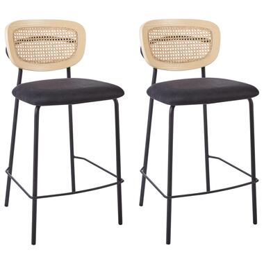 MAYETTA - Barkruk set van 2 - Zwart - Polyester product