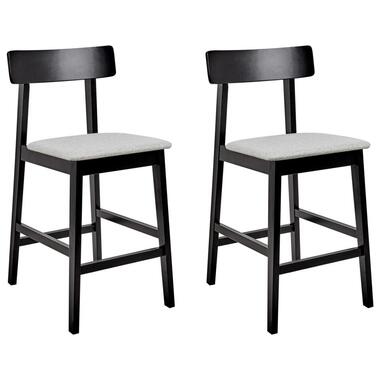 ISANTI - Barkruk set van 2 - Grijs/Zwart - Rubberhout product