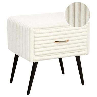 Table de nuit à 1 tiroir FLAYAT Velours côtelé Blanc cassé product