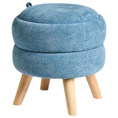 Pouf de rangement HAWLEY Tissu chenille Bleu 40 cm 40 cm 41 cm product