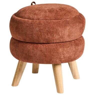 Pouf de rangement HAWLEY Tissu chenille Marron doré 40 cm 40 cm 41 cm product