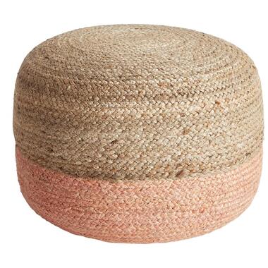 Pouf DUKI Jute Rose pêche 50 cm 50 cm 40 cm product