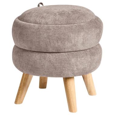 Pouf de rangement HAWLEY Tissu chenille Taupe 40 cm 40 cm 41 cm product