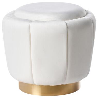 Pouf IRVING Velours Blanc 43 cm 43 cm 37 cm product
