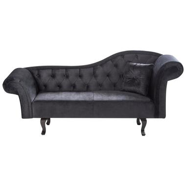 Chaise longue côté droit LATTES Velours Noir avec coussin product