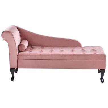 Chaise longue côté gauche PESSAC Velours Rose avec rangement product