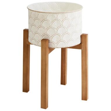 ROSEE - Verhoogde bloempot - Gebroken wit - 20 x 20 x 32 cm - Staal product