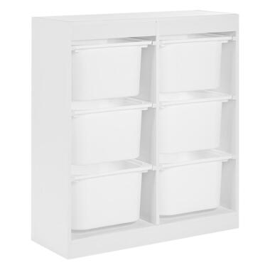 Étagère avec 6 boîtes de rangement TOBIN Bois d'ingénierie Blanc product