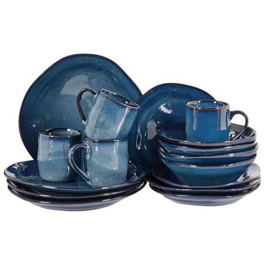 HAWTHORN - Serviesset van 16 - Blauw - Steengoed product