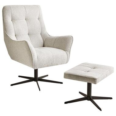 MOLLE - Fauteuil met voetenbank - Lichtbeige - Polyester product