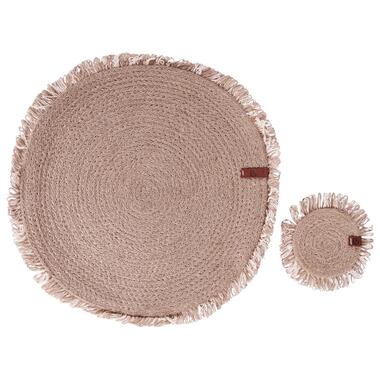 RIBBERY - Set van 12 placemats en onderzetters - Natuurlijk - Jute product
